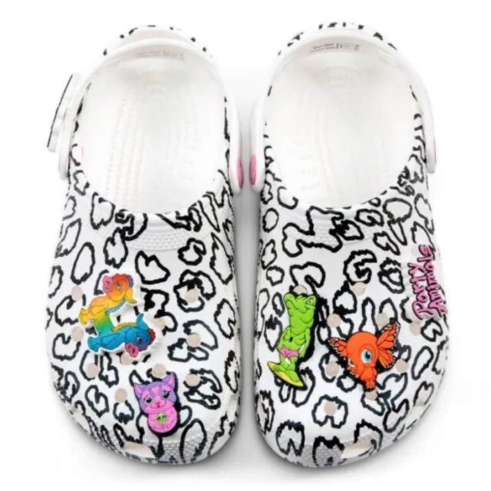 Crocs Classic Clogs, Party Animals X Ron English, White Cheetah, W6